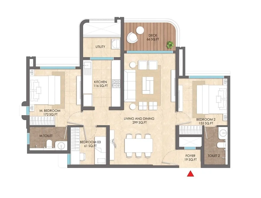 Lodha Sylvan 2.5 BHK Unit Layout