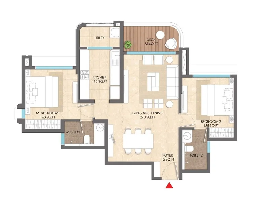 Lodha Sylvan 2 BHK Unit Layout