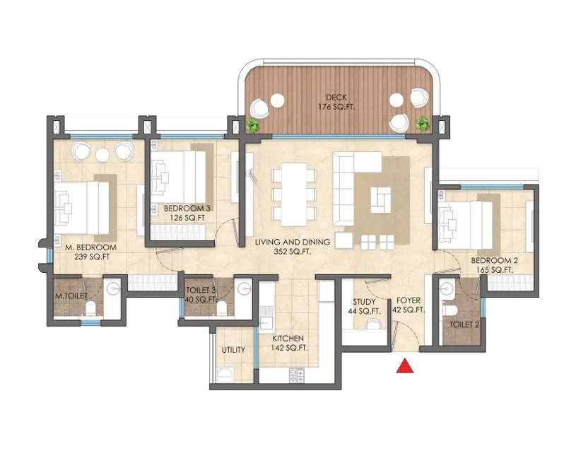 Lodha Sylvan 3.5 BHK Unit Layout